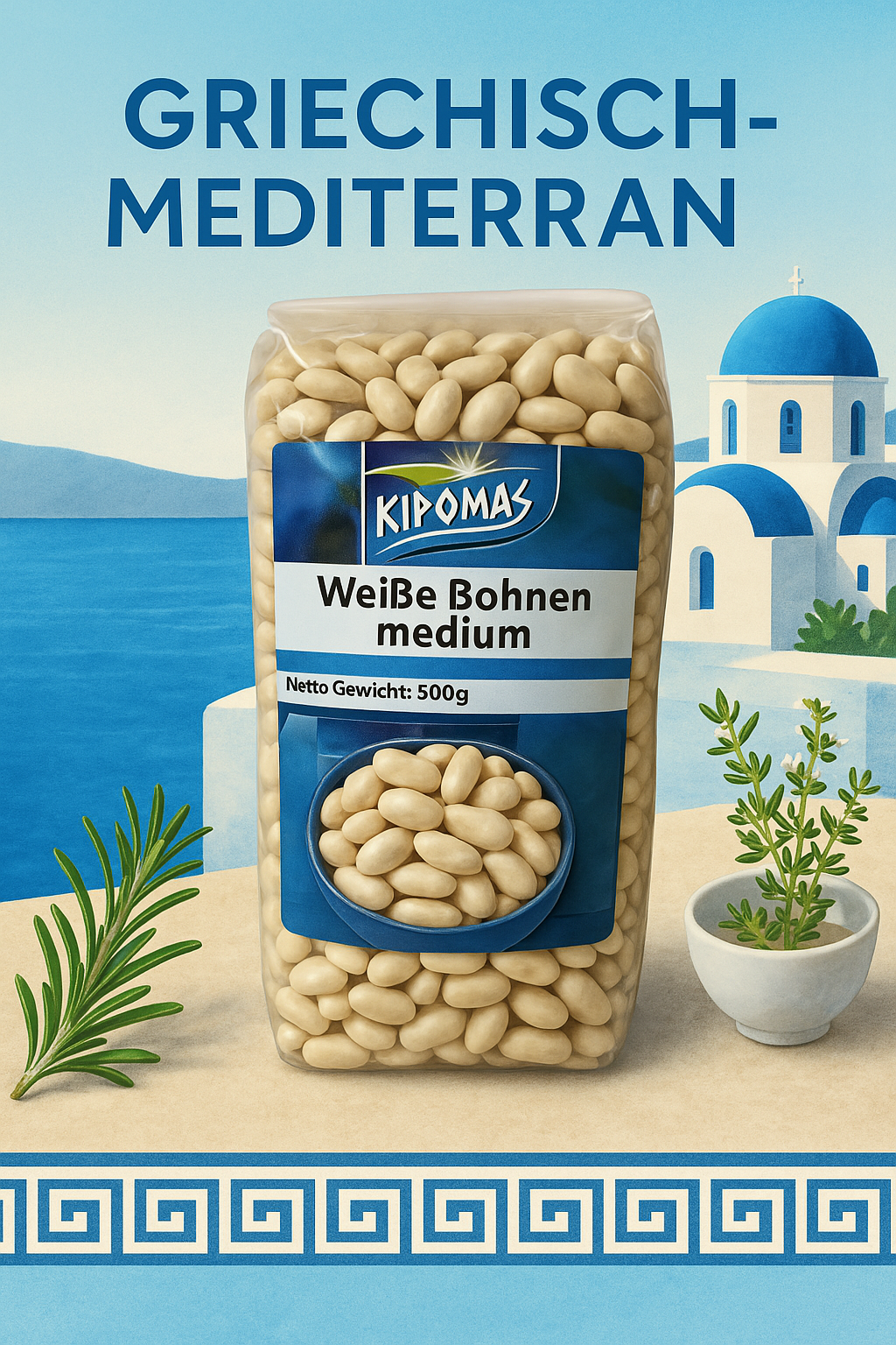 KIPOMAS Bohnen Medium Weiß 500g