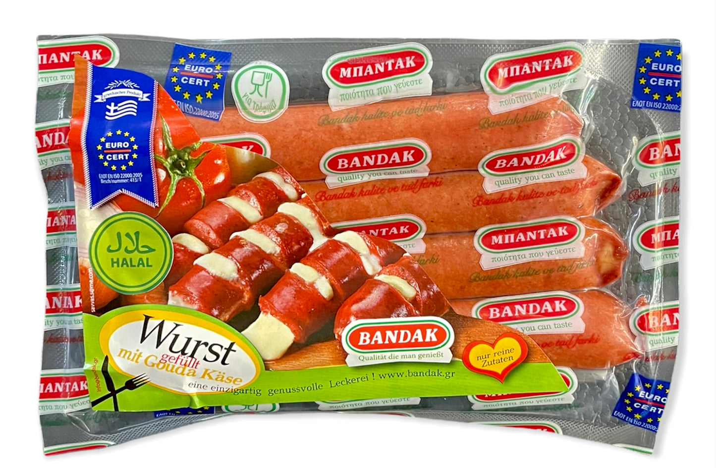 Bandak Loukaniko Gemisto Griechische gefüllte Rinderwurst mit Käse, Halal 210g