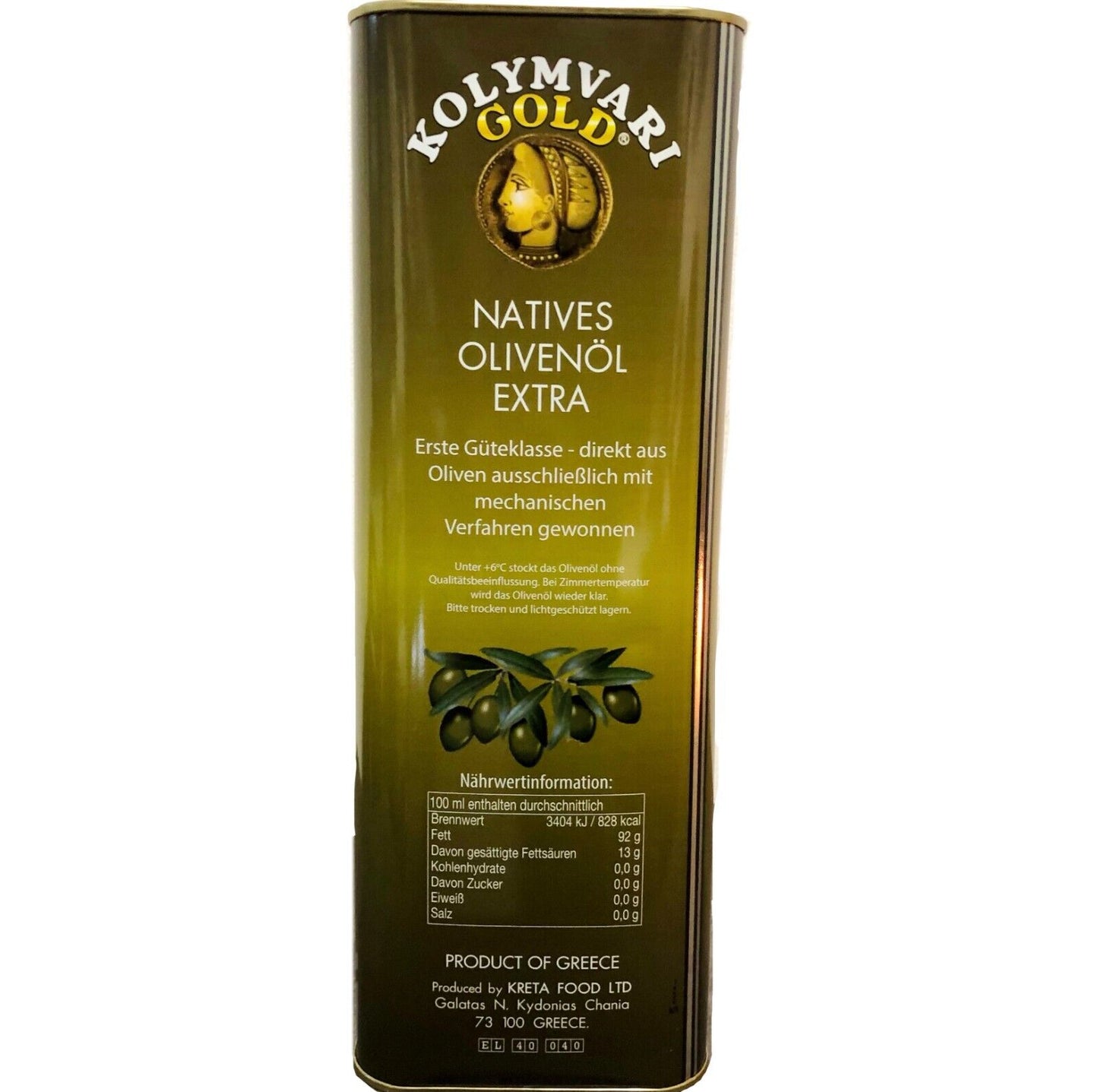 Kolymvari Gold Extra Virgin Olivenöl Dose 5ltr.